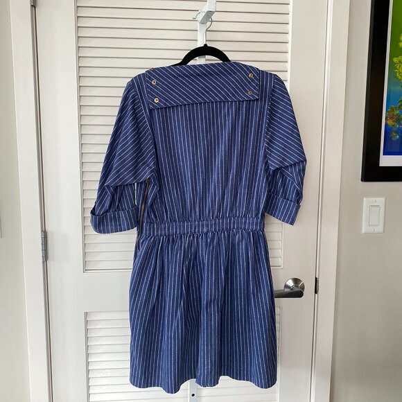Lauren Moffatt Denim Mini Dress, Blue Striped, Size 6 - Picture 2 of 8
